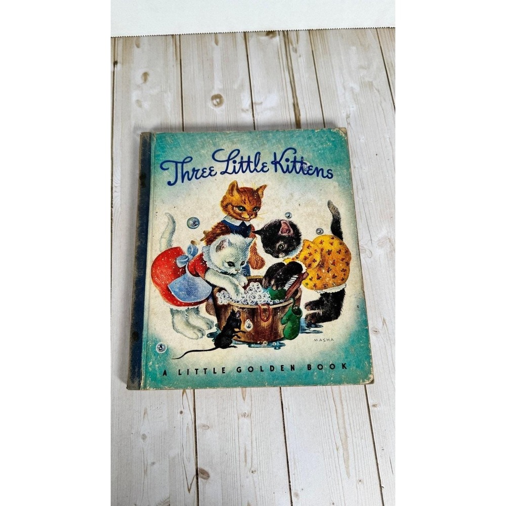 Three‎ Little Kittens Masha 1942 Little Golden Book 3rd Printing Vintage Kids
